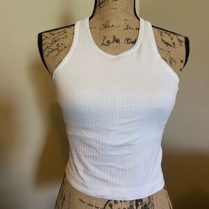 Lululemon Athletica White Ribbed Tank Top